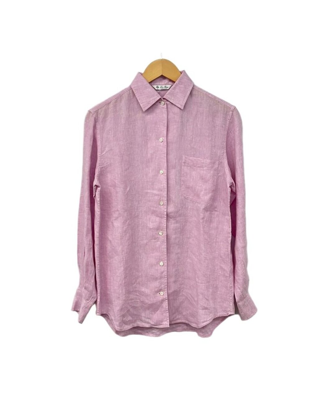 Loro Piana Long Sleeve Shirt Blouse Light Pink Linen